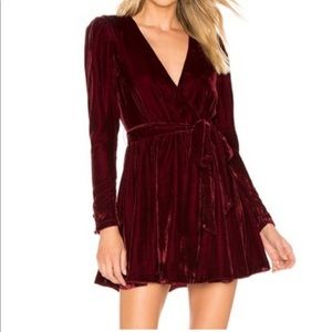 Brand new red velvet long sleeve wrap dress